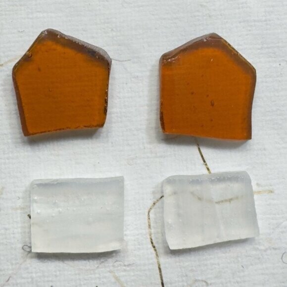 Amber & Clear Stained Glass Dangle Artisan Earrings W/ Silver Solder & 925 Hooks - Picture 12 of 16